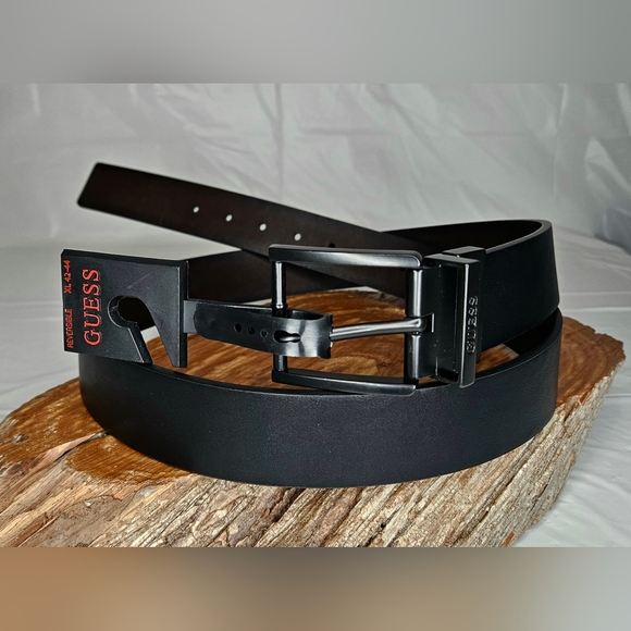 NWT Guess Men's Reversible Belt Black/Dark Brown XL 42-44 - Picture 1 of 6